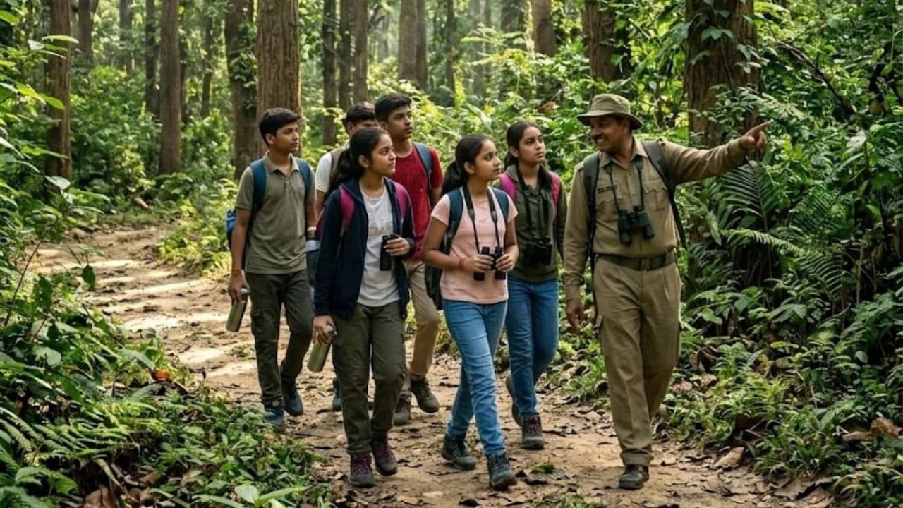 Students participating in nature and sustainability