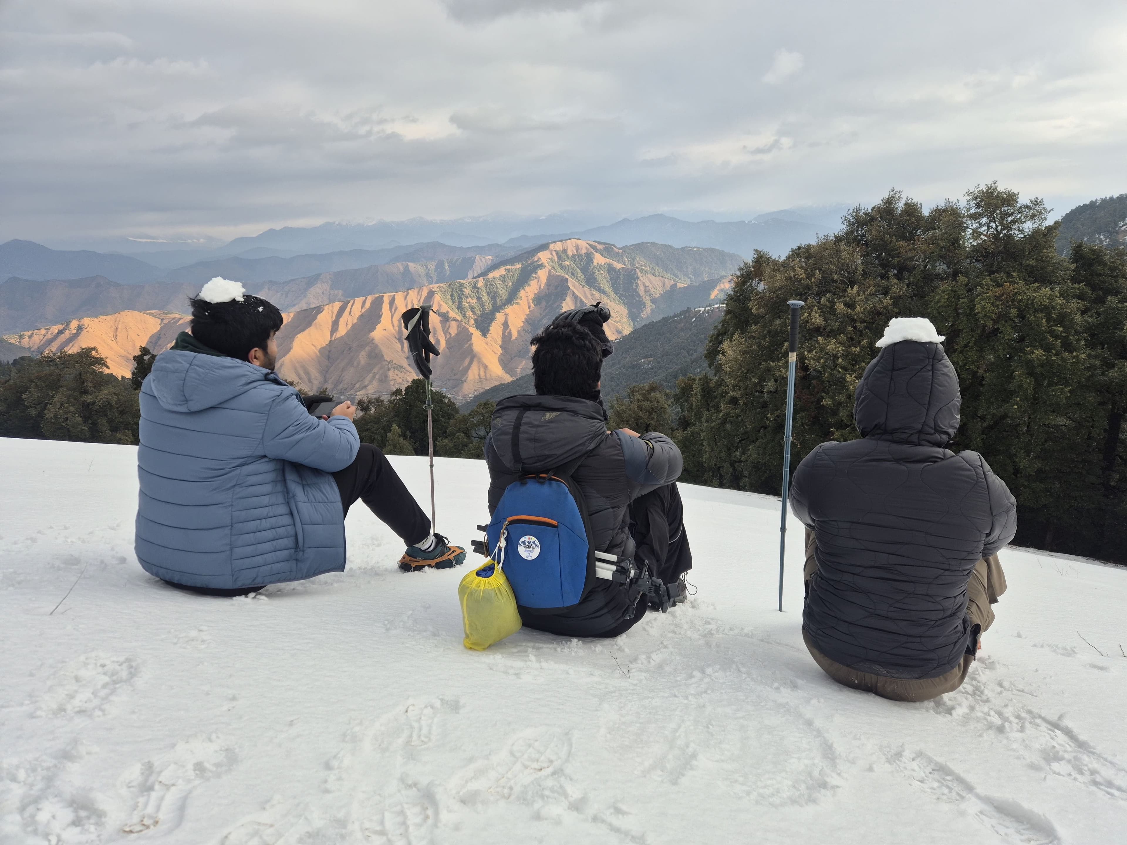Travelers discovering an adventure escape in the mountains